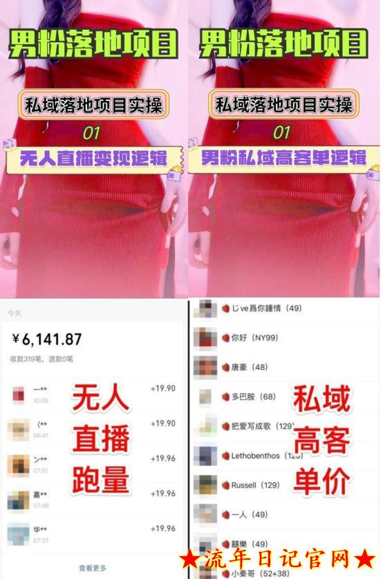 2023男粉高客单价实操落地项目,零基础玩转男粉短视频转私域日产500+插图(1) 流年日记