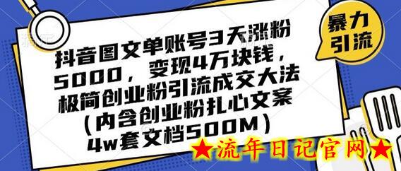 抖音图文单账号3天涨粉5000,变现4万块钱,极简创业粉引流成交大法插图 抖音图文单账号3天涨粉5000,变现4万块钱,极简创业粉引流成交大法插图