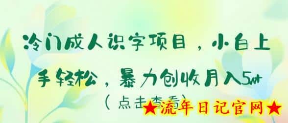 冷门成人识字项目,小白上手轻松,暴力创收月入5w+插图 冷门成人识字项目,小白上手轻松,暴力创收月入5w+插图