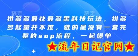 拼多多最快最多黑科技玩法,拼多多起量并不难,难的是没有一套完整的sop流程,一起爆单!插图 拼多多最快最多黑科技玩法,拼多多起量并不难,难的是没有一套完整的sop流程,一起爆单!插图