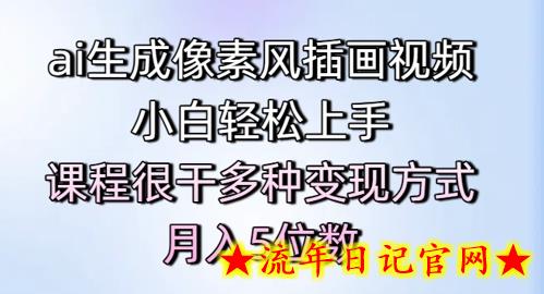 ai生成像素风插画视频,小白轻松上手,课程很干多种变现方式,月入5位数插图 ai生成像素风插画视频,小白轻松上手,课程很干多种变现方式,月入5位数插图
