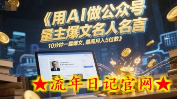 用AI做公众号流量主爆文名人名言,10分钟一篇爆文,最高月入5位数插图 用AI做公众号流量主爆文名人名言,10分钟一篇爆文,最高月入5位数插图