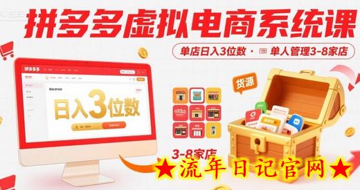 拼多多虚拟电商系统课,单店日入3位数,单人可管理3-8家店【附货源】插图 拼多多虚拟电商系统课,单店日入3位数,单人可管理3-8家店【附货源】插图