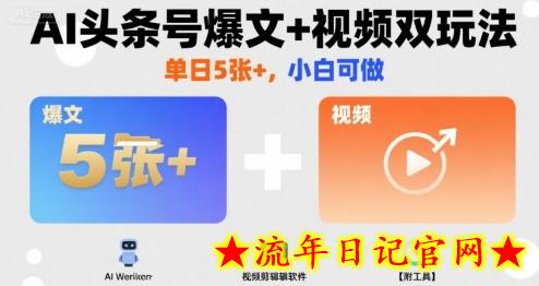 AI头条号爆文+视频双玩法,单日5张+,小白可做【附工具】插图 AI头条号爆文+视频双玩法,单日5张+,小白可做【附工具】插图