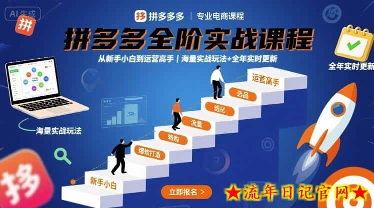 拼多多全阶实战课程,从新手小白到运营高手,海量实战玩法+全年实时更新【2025年9月更新】插图 拼多多全阶实战课程,从新手小白到运营高手,海量实战玩法+全年实时更新【2025年9月更新】