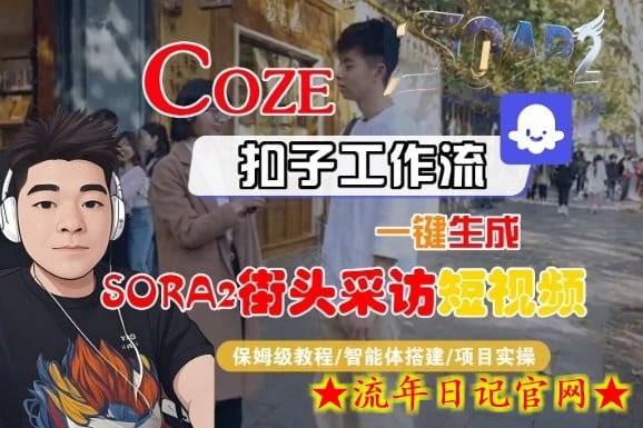 Coze扣子智能体工作流一键生成“SORA2街头采访“短视频,全流程保姆级教学插图 Coze扣子智能体工作流一键生成“SORA2街头采访“短视频,全流程保姆级教学