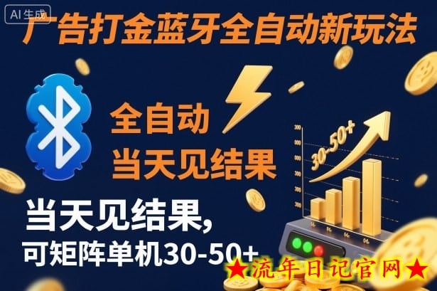 【广告打金】蓝牙全自动新玩法,当天见结果,可矩阵单机30-50+【揭秘】插图 【广告打金】蓝牙全自动新玩法,当天见结果,可矩阵单机30-50+【揭秘】