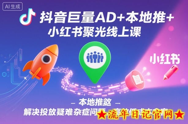 抖音巨量AD+本地推+小红书聚光线上课,解决投放疑难杂症问题,高效低成本拿客插图 抖音巨量AD+本地推+小红书聚光线上课,解决投放疑难杂症问题,高效低成本拿客