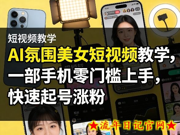 AI氛围美女短视频教学,一部手机零门槛上手,快速起号涨粉插图 AI氛围美女短视频教学,一部手机零门槛上手,快速起号涨粉