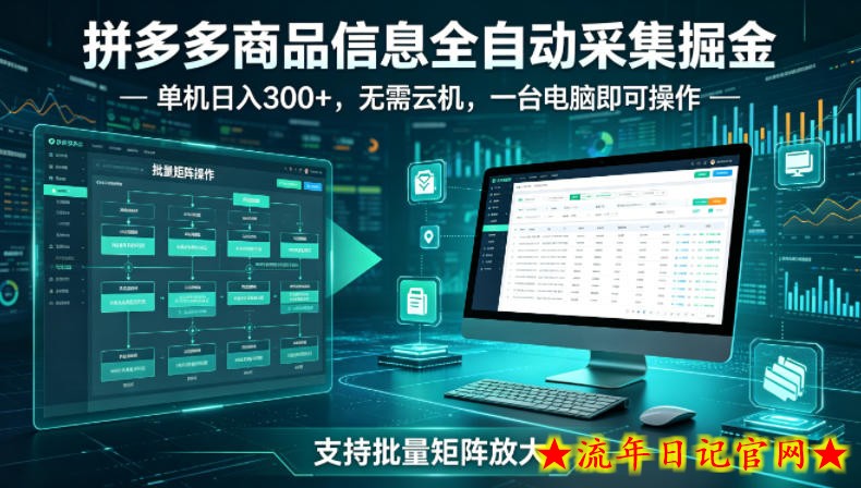 拼多多商品信息全自动采集掘金,支持批量矩阵,单机日入300+,无需云机,一台电脑就可以做【揭秘】插图 拼多多商品信息全自动采集掘金,支持批量矩阵,单机日入300+,无需云机,一台电脑就可以做【揭秘】