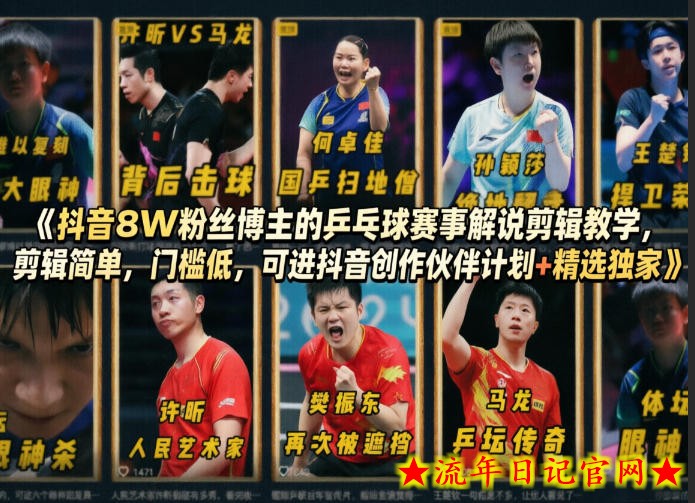 抖音8W粉丝博主的乒乓球赛事解说剪辑教学,剪辑简单,门槛低,可进抖音创作伙伴计划+精选独家插图 抖音8W粉丝博主的乒乓球赛事解说剪辑教学,剪辑简单,门槛低,可进抖音创作伙伴计划+精选独家