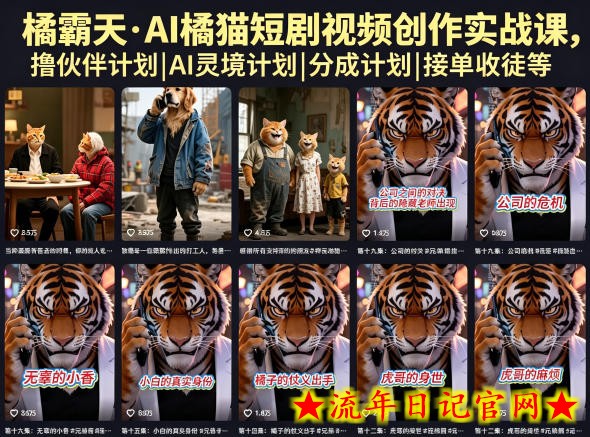 橘霸天·AI橘猫短剧视频创作实战课,撸伙伴计划|AI灵境计划|分成计划|接单收徒等插图 橘霸天·AI橘猫短剧视频创作实战课,撸伙伴计划|AI灵境计划|分成计划|接单收徒等