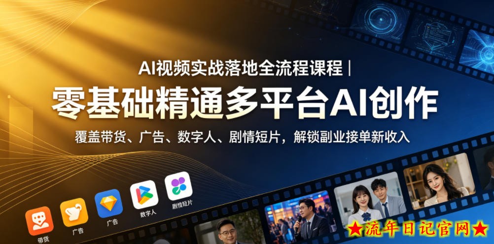 AI视频实战落地全流程课程|零基础精通多平台AI创作,覆盖带货、广告、数字人、剧情短片,解锁副业接单新收入插图 AI视频实战落地全流程课程|零基础精通多平台AI创作,覆盖带货、广告、数字人、剧情短片,解锁副业接单新收入