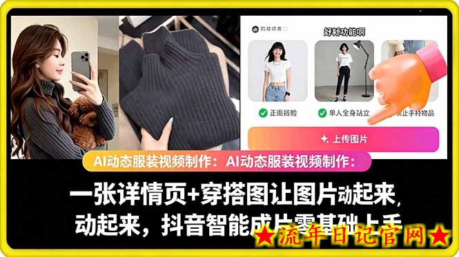 AI动态服装视频制作教学,一张详情页+穿搭图让图片动起来,抖音智能成片玩法插图 AI动态服装视频制作教学,一张详情页+穿搭图让图片动起来,抖音智能成片玩法