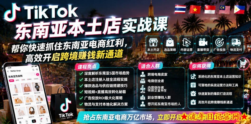 TikTok东南亚本土店实战课,帮你快速抓住东南亚电商红利,高效开启跨境賺钱新通道插图 TikTok东南亚本土店实战课,帮你快速抓住东南亚电商红利,高效开启跨境賺钱新通道