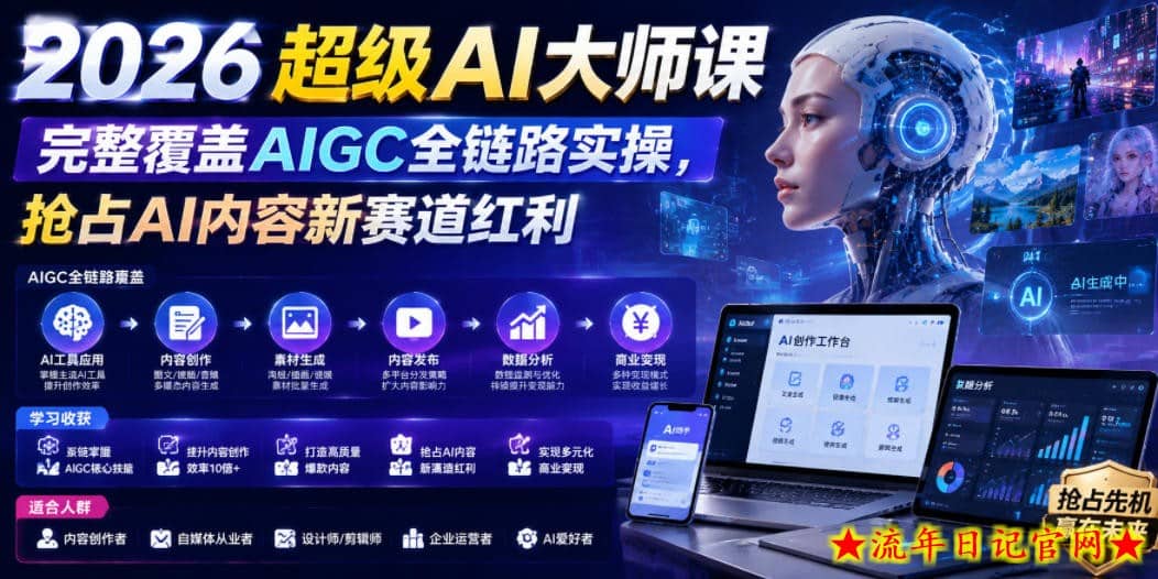2026超级AI大师课,完整覆盖AIGC全链路实操,抢占AI内容新赛道红利插图 2026超级AI大师课,完整覆盖AIGC全链路实操,抢占AI内容新赛道红利