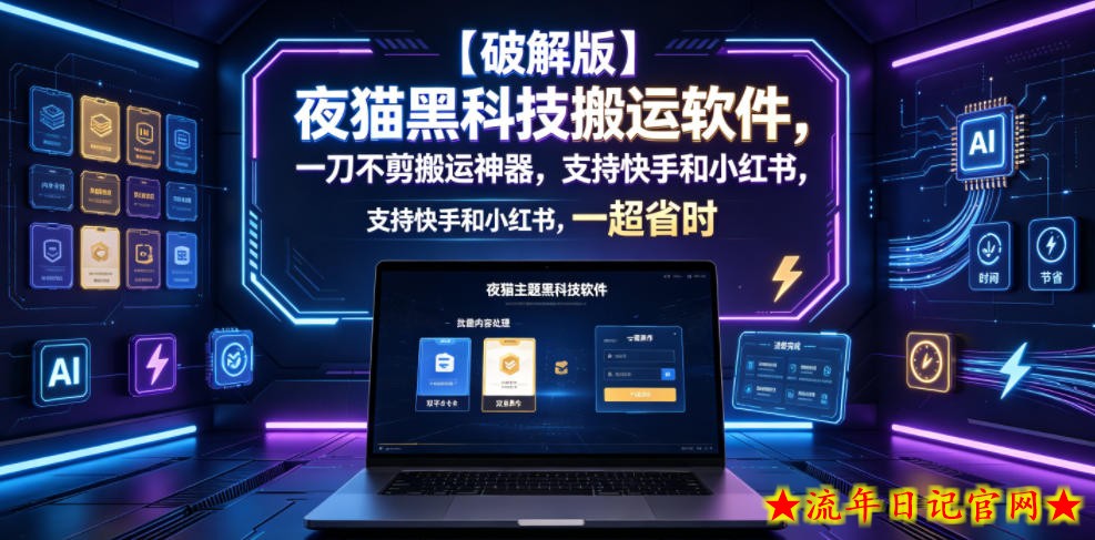 【破解版】夜猫黑科技搬运软件,一刀不剪搬运神器,支持快手和小红书,一键搬运超省时!插图 【破解版】夜猫黑科技搬运软件,一刀不剪搬运神器,支持快手和小红书,一键搬运超省时!