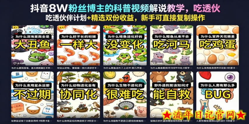 抖音8W粉丝博主的科普视频解说教学,吃透伙伴计划+精选双份收益,新手可直接复制操作插图 抖音8W粉丝博主的科普视频解说教学,吃透伙伴计划+精选双份收益,新手可直接复制操作