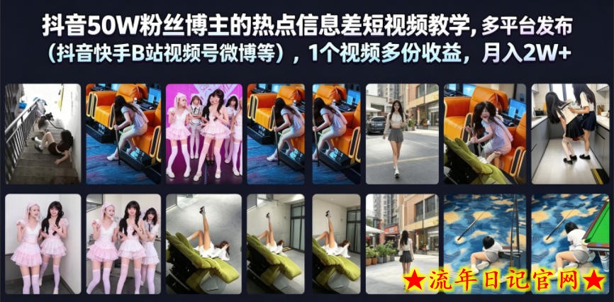 抖音50W粉丝博主的热点信息差教学,多平台发布(抖音快手B站视频号微博等),1个视频多份收益,月入2W+插图 抖音50W粉丝博主的热点信息差教学,多平台发布(抖音快手B站视频号微博等),1个视频多份收益,月入2W+