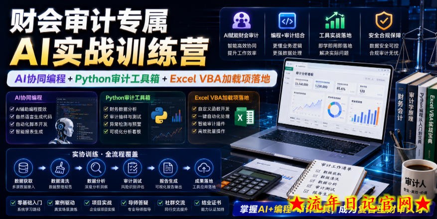 财会审计专属AI实战训练营|AI协同编程+Python审计工具箱+Excel VBA加载项落地插图 财会审计专属AI实战训练营|AI协同编程+Python审计工具箱+Excel VBA加载项落地