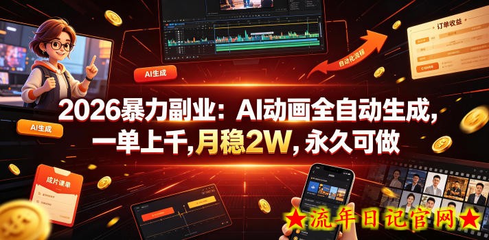2026暴力副业:AI动画全自动生成,一单上千,月稳2W,永久可做【揭秘】插图 2026暴力副业:AI动画全自动生成,一单上千,月稳2W,永久可做【揭秘】