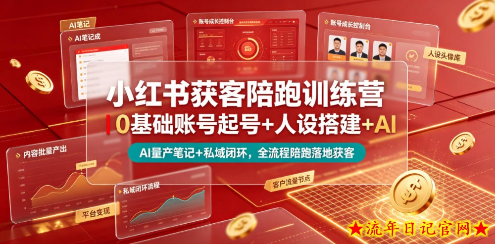 小红书获客陪跑训练营|0基础账号起号+人设搭建+AI量产笔记+平台变现+私域闭环,全流程陪跑落地获客插图 小红书获客陪跑训练营|0基础账号起号+人设搭建+AI量产笔记+平台变现+私域闭环,全流程陪跑落地获客