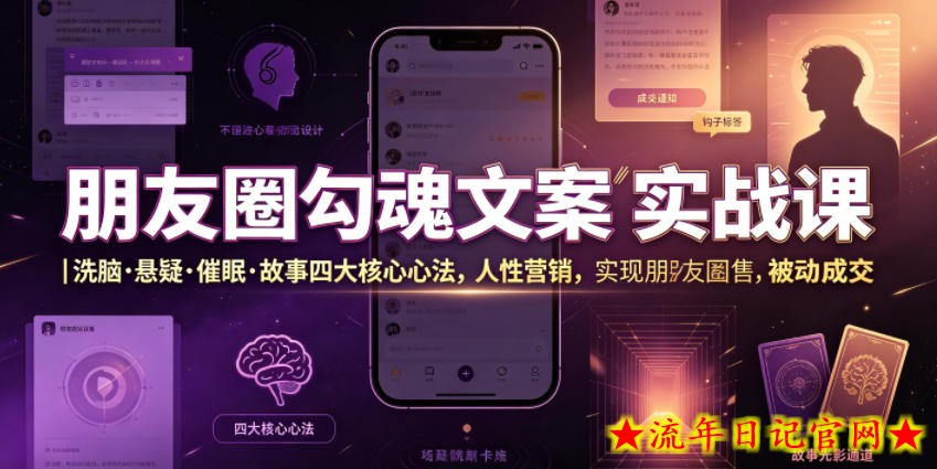 朋友圈勾魂文案实战课|洗脑·悬疑·催眠·故事四大核心心法,吃透人性营销,实现朋友圈不销而售被动成交插图 朋友圈勾魂文案实战课|洗脑·悬疑·催眠·故事四大核心心法,吃透人性营销,实现朋友圈不销而售被动成交