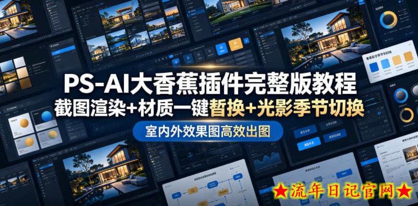 PS-AI大香蕉插件完整版教程,截图渲染+材质一键替换+光影季节切换,室内外效果图高效出图高阶课程插图 PS-AI大香蕉插件完整版教程,截图渲染+材质一键替换+光影季节切换,室内外效果图高效出图高阶课程