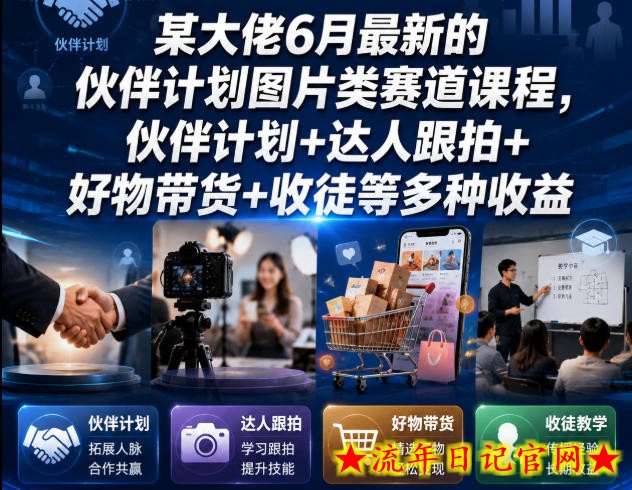 某大佬6月最新的伙伴计划图片类赛道课程,伙伴计划+达人跟拍+好物带货+收徒等多种收益插图 某大佬6月最新的伙伴计划图片类赛道课程,伙伴计划+达人跟拍+好物带货+收徒等多种收益