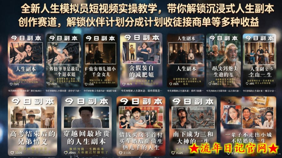 全新人生模拟员短视频实操教学,带你解锁沉浸式人生副本创作赛道,解锁伙伴计划分成计划收徒接商单等多种收益插图 全新人生模拟员短视频实操教学,带你解锁沉浸式人生副本创作赛道,解锁伙伴计划分成计划收徒接商单等多种收益