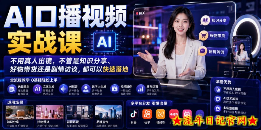 AI口播视频实战课,不用真人出镜,不管是知识分享、好物带货还是剧情访谈,都可以快速落地插图 AI口播视频实战课,不用真人出镜,不管是知识分享、好物带货还是剧情访谈,都可以快速落地
