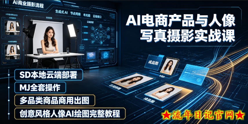 AI电商产品与人像写真摄影实战课|SD本地云端部署、MJ全套操作、多品类商品商用出图、创意风格人像AI绘图完整教程插图 AI电商产品与人像写真摄影实战课|SD本地云端部署、MJ全套操作、多品类商品商用出图、创意风格人像AI绘图完整教程