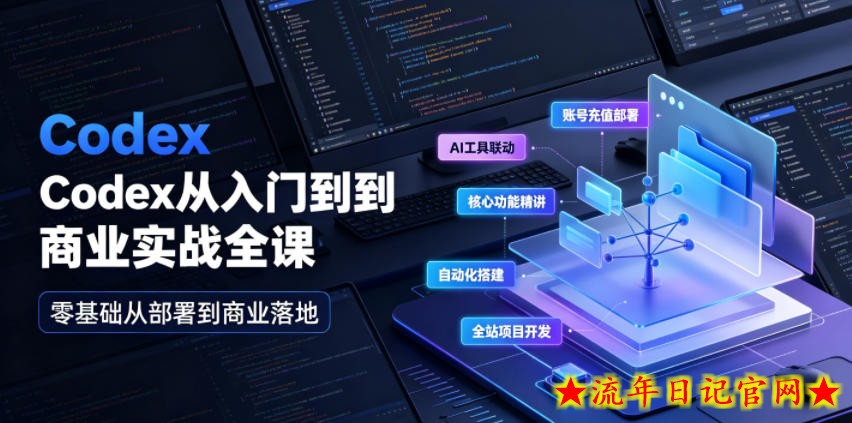 Codex从入门到商业实战全课|账号充值部署、AI工具联动、核心功能精讲、自动化搭建、全站项目开发零基础教程插图 Codex从入门到商业实战全课|账号充值部署、AI工具联动、核心功能精讲、自动化搭建、全站项目开发零基础教程