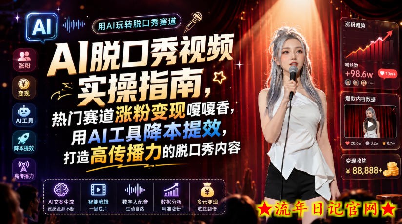 AI脱口秀视频实操指南,热门赛道涨粉变现嘎嘎香,用AI工具降本提效,打造高传播力的脱口秀内容插图 AI脱口秀视频实操指南,热门赛道涨粉变现嘎嘎香,用AI工具降本提效,打造高传播力的脱口秀内容