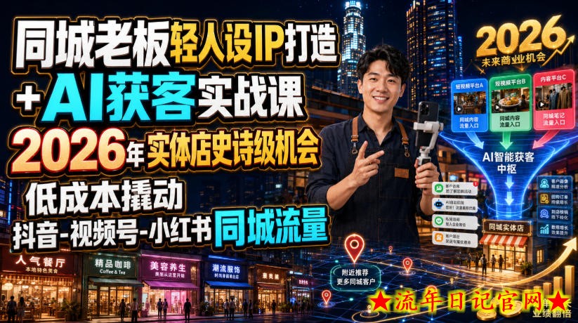 同城老板轻人设IP打造+AI获客实战课,2026年实体店史诗级机会,低成本撬动抖音-视频号-小红书同城流量插图 同城老板轻人设IP打造+AI获客实战课,2026年实体店史诗级机会,低成本撬动抖音-视频号-小红书同城流量