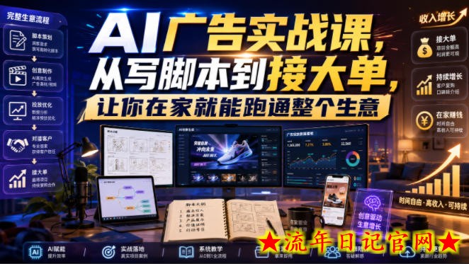 AI广告实战课,从写脚本到接大单,让你在家就能跑通整个生意【原创双语字幕】插图 AI广告实战课,从写脚本到接大单,让你在家就能跑通整个生意【原创双语字幕】