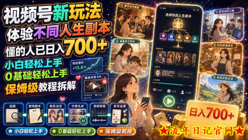 视频号新玩法体验不同人生副本,懂的人已日入700+,小白轻松上手,0基础轻松上手,保姆级教程拆解插图 视频号新玩法体验不同人生副本,懂的人已日入700+,小白轻松上手,0基础轻松上手,保姆级教程拆解