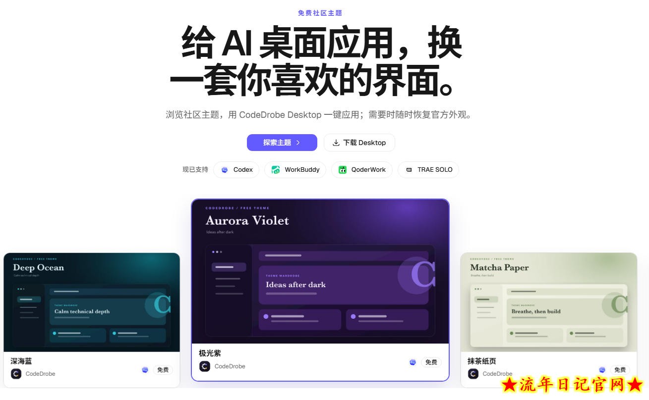 免费开源的CodeDrobe,让AI工作台随心换肤,支持Codex、WorkBuddy等,免费且本地运行!插图(1) 免费开源的CodeDrobe,让AI工作台随心换肤,支持Codex、WorkBuddy等,免费且本地运行!