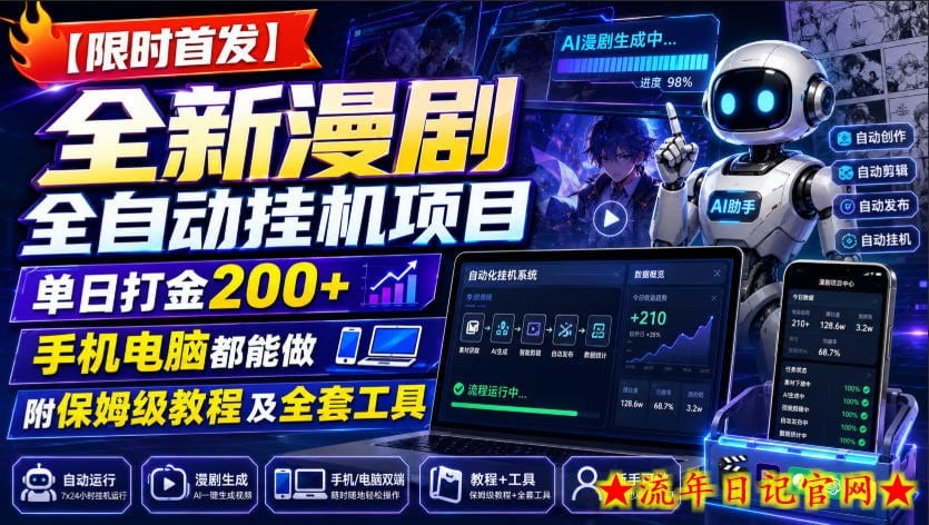 【限时首发】全新漫剧全自动挂G项目,单日打金200+,手机电脑都能做,附保姆级教程及全套工具【揭秘】插图 【限时首发】全新漫剧全自动挂G项目,单日打金200+,手机电脑都能做,附保姆级教程及全套工具【揭秘】