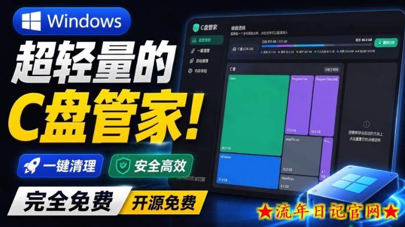 Windows超轻量的C盘管家!超级有特点,支持磁盘分析及清理提醒,2M大小体积,完全免费C盘管家插图 Windows超轻量的C盘管家!超级有特点,支持磁盘分析及清理提醒,2M大小体积,完全免费C盘管家