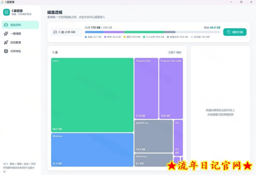 Windows超轻量的C盘管家!超级有特点,支持磁盘分析及清理提醒,2M大小体积,完全免费C盘管家插图(2) Windows超轻量的C盘管家!超级有特点,支持磁盘分析及清理提醒,2M大小体积,完全免费C盘管家