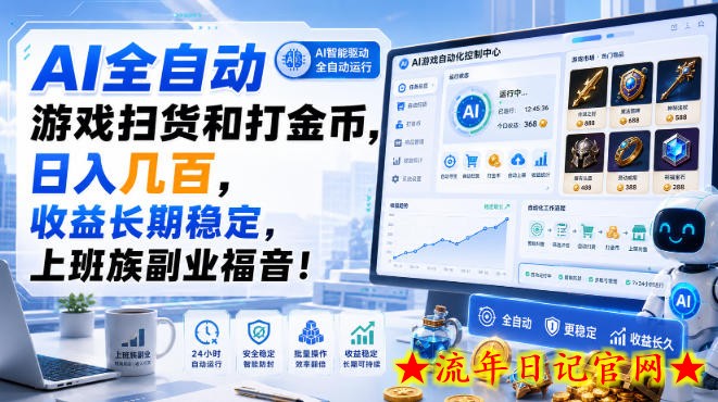 AI全自动游戏扫货和打金币,日入几百,收益长期稳定,上班族副业福音!【揭秘】插图 AI全自动游戏扫货和打金币,日入几百,收益长期稳定,上班族副业福音!【揭秘】