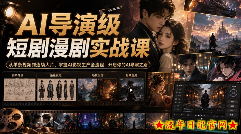 AI导演级短剧漫剧实战课,从单条视频到连续大片,掌握AI影视生产全流程,开启你的AI导演之路!插图 AI导演级短剧漫剧实战课,从单条视频到连续大片,掌握AI影视生产全流程,开启你的AI导演之路!