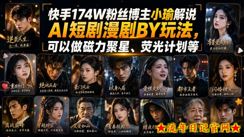 快手174W粉丝博主小瑜解说AI短剧漫剧搬运玩法,可以做磁力聚星、荧光计划等插图 快手174W粉丝博主小瑜解说AI短剧漫剧搬运玩法,可以做磁力聚星、荧光计划等