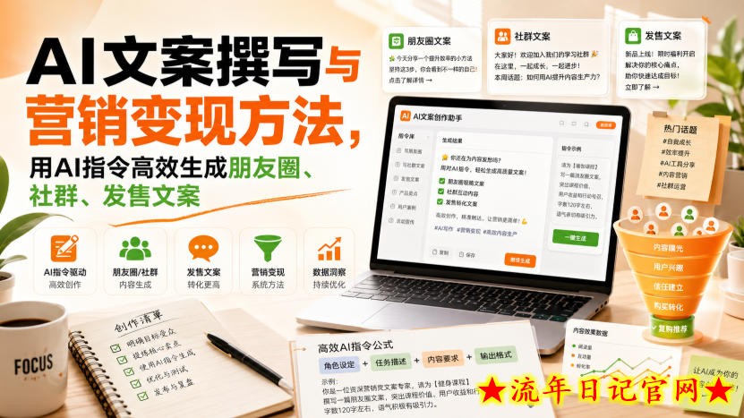 AI文案撰写与营销变现方法,用AI指令高效生成朋友圈、社群、发售文案插图 AI文案撰写与营销变现方法,用AI指令高效生成朋友圈、社群、发售文案