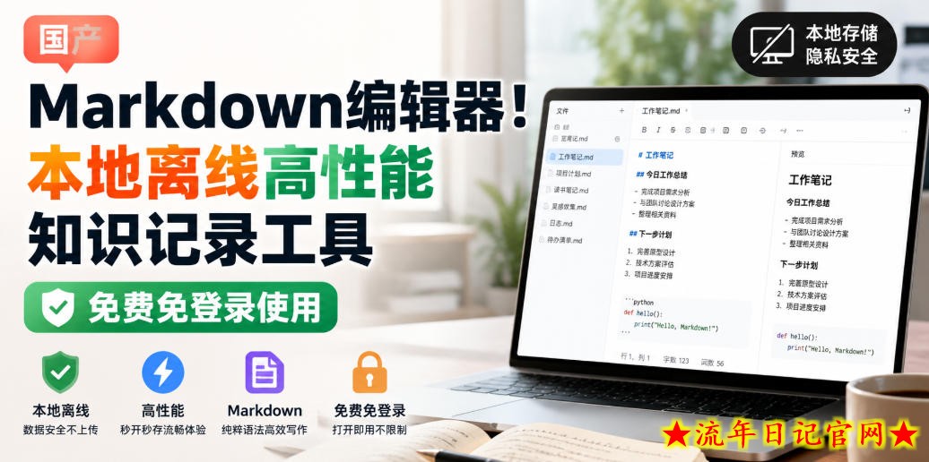 国产Markdown编辑器!本地离线高性能知识记录工具,免费免登录使用插图 国产Markdown编辑器!本地离线高性能知识记录工具,免费免登录使用