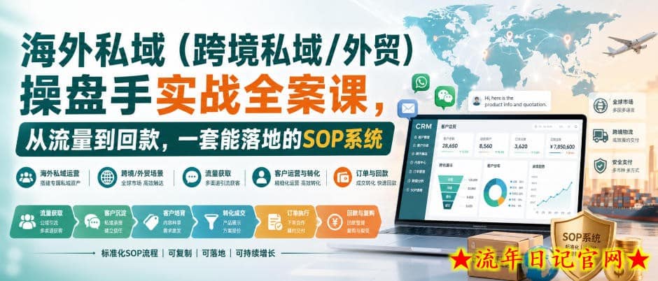 海外私域(跨境私域/外贸)操盘手实战全案课,从流量到回款,一套能落地的SOP系统插图 海外私域(跨境私域/外贸)操盘手实战全案课,从流量到回款,一套能落地的SOP系统