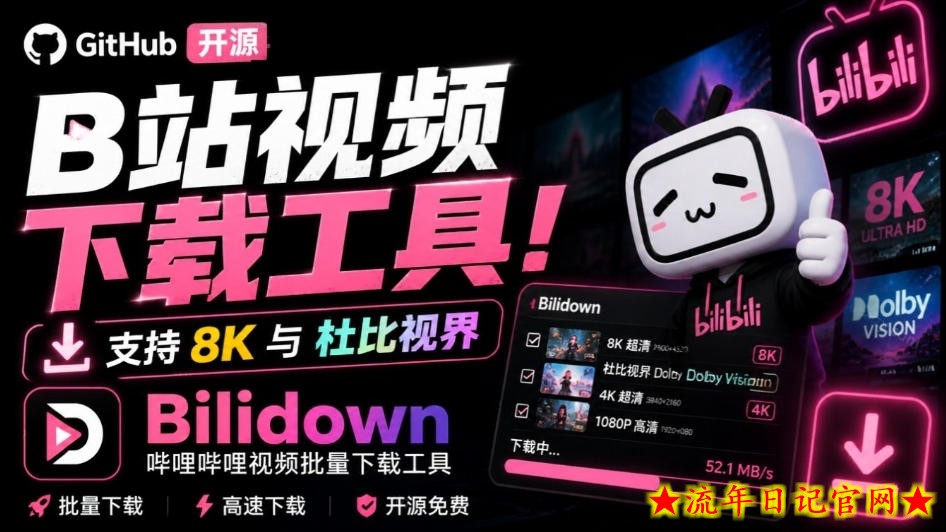Github开源B站视频下载工具!支持8K与杜比视界的哔哩哔哩视频批量下载工具,简单易用Bilidown插图 Github开源B站视频下载工具!支持8K与杜比视界的哔哩哔哩视频批量下载工具,简单易用Bilidown