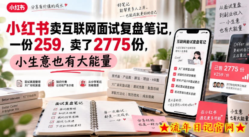 小红书卖互联网面试复盘笔记,一份259,卖了2775份,小生意也有大能量插图 小红书卖互联网面试复盘笔记,一份259,卖了2775份,小生意也有大能量