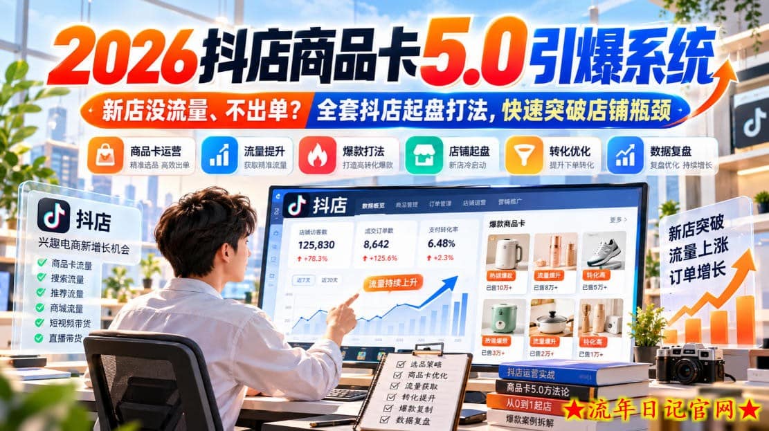 2026抖店商品卡5.0引爆店铺流量,新店没流量、不出单?全套抖店起盘打法,快速突破店铺瓶颈插图 2026抖店商品卡5.0引爆店铺流量,新店没流量、不出单?全套抖店起盘打法,快速突破店铺瓶颈